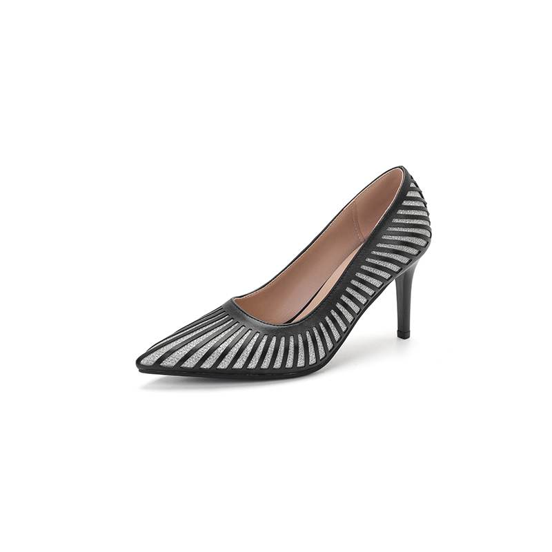 

Krazing Pot Polyurethane Thin High Heels Spring Summer Size 43 Size 42 Striped Patterns Women Pointed Toe Shallow Pumps 43 срібний