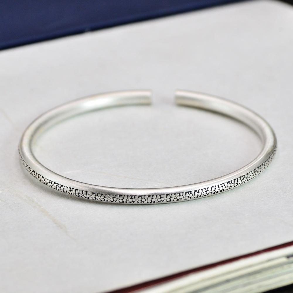 Brățară Zuyin S999 Retro Floare de Prun, Damă Deschisă, Artă Sculptată din Argint Pur și Stil Antic, Brățară Studențească Stil Tineresc