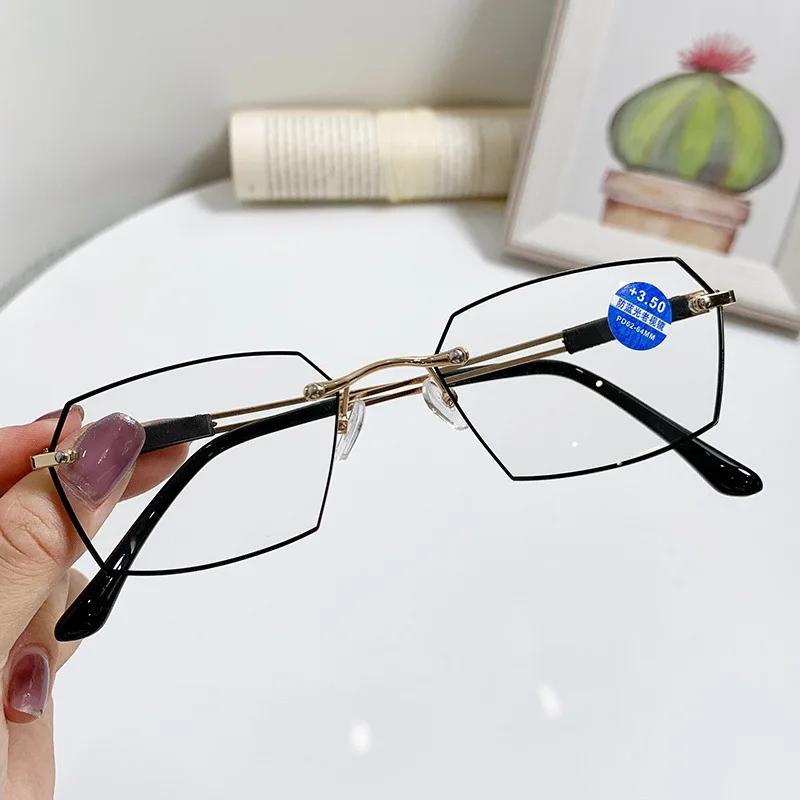 

Rimless Anti Blue Light Blocking Reading Glasses for Man and Woman Presbyopia Eyeglasses Metal Frame Hyperopia Eyewear 0 To +4.0 0