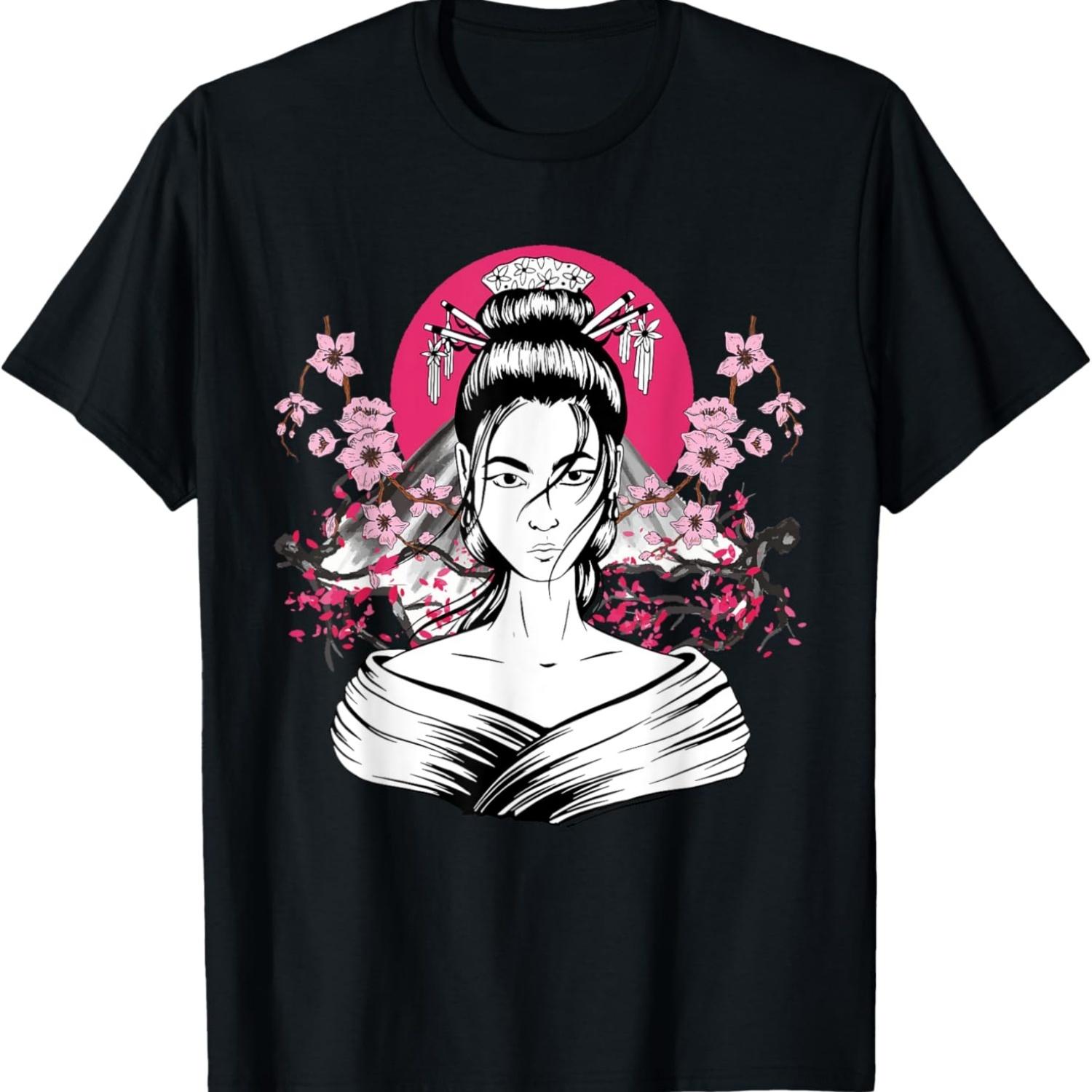 Mount Fuji Cherry Blossom  Floral Sakura T-Shirt S чёрный