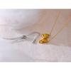 Yhpup Hot Style Metal Bowknot Bow Pendant Necklace Fashion Stainless Steel Water Resistant Attractive Trendy Jewelry Gift