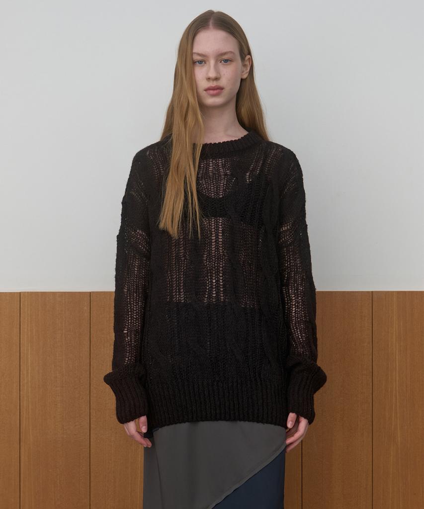 MA JOURNEE Sheer Round Over Knit_Black