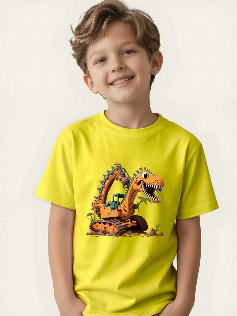 Creative children's tops, car enthusiasts, dinosaur enthusiasts, exclusive street style base layer.