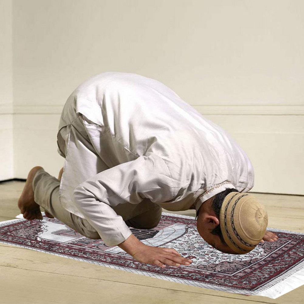 Portable Prayer Rug Islamic Muslim Kaaba Cotton Praying Mat Home Bedroom Decoration