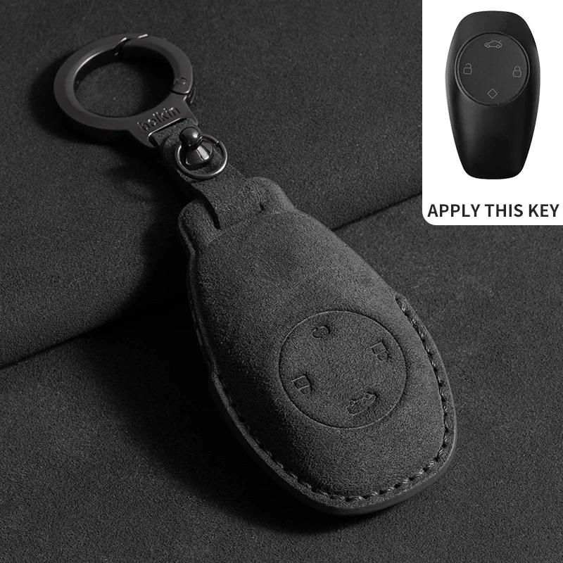 

Suede Car Remote Key Case Cover for Leapmotor T03 S01 C11 4 Buttons Car Key Shell Fob Protector Holder Keychain