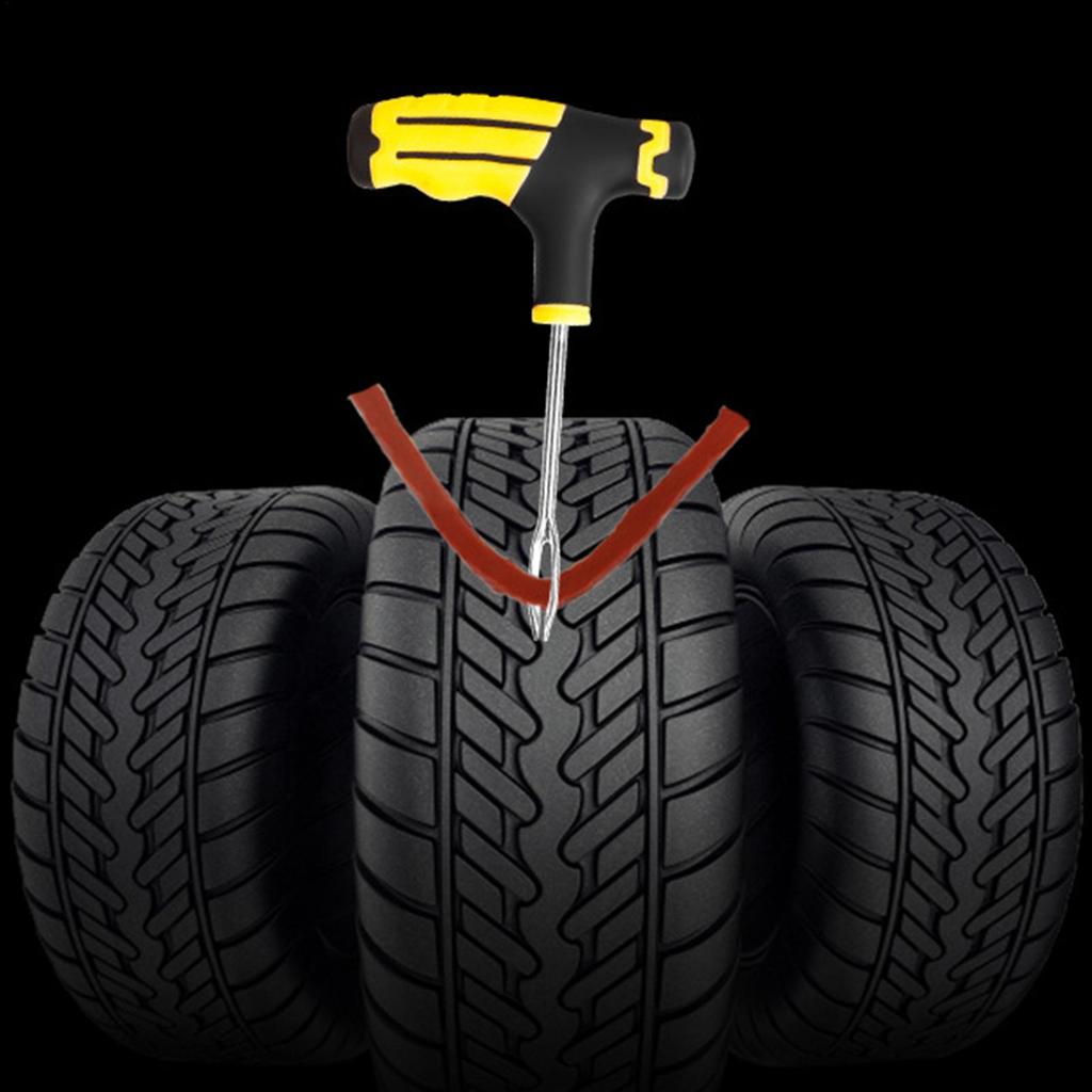 Flat Tire Repair Kit Comprehensive Tire Repair Kit With Rubber Plugs Heavy Duty Portable Fix Tools With T-Handle Auto