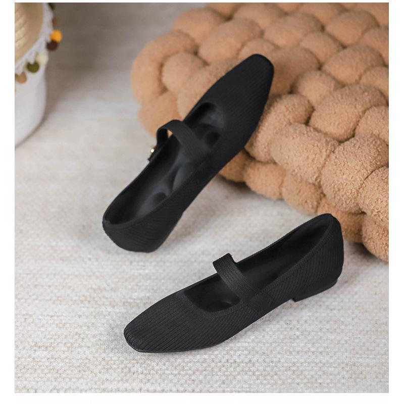 

Повседневная обувь Мэри Джейн с квадратным носком, тканая, на плоской подошве, с мягкой подошвой, одинарная обувь, женская 34 чёрный