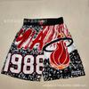 Miami Heat Basketball Shorts Men City White Black Rainbow Print Performance Sportswear Cotton Athletic Pants