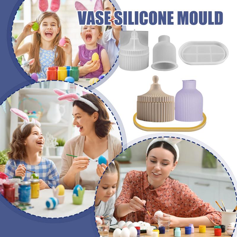 Silicone Flower Vase Molds Storage Container Moulds Silicone Flower Vases Casting Molds Epoxy Resin Molds For Making Flower