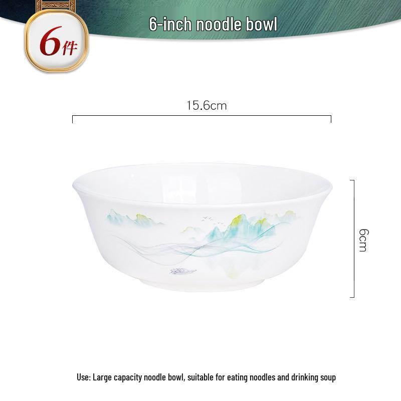 Tangshan Bone China Bowl Set: Rice, Soup, Noodle Bowls & Plates with Chopsticks - Perfect Housewarming Gift