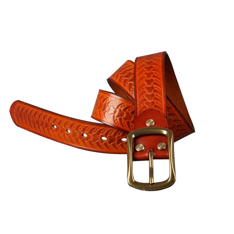 

Belt: Top layer vegetable-tanned cowhide belt, belt, slacks, comfortable leather, versatile pin buckle belt