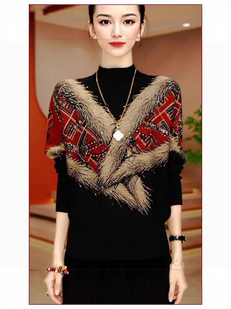 Women's Double-Sided Fleece Shirt - Stylish, Printed, Loose Fit, Slimming, Elegant Autumn/Winter Top, Age-Reducing and Versatile.