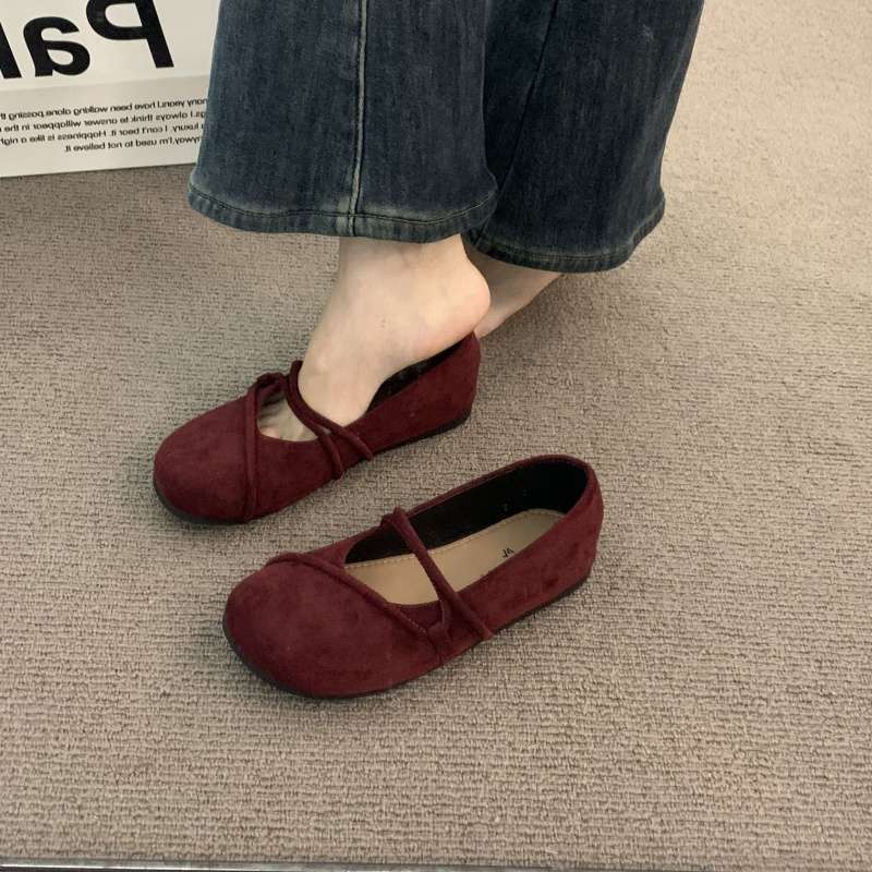 

Коричневые туфли Мэри Джейн женские 2025 новая весна и осень темпераментная обувь Xiaoxiangfeng балетки французская замша одинарные туфли женские 40