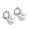 Eetit Korean Elegance Stainless Steel Simulated Pearls Geometric Stud Earrings for Women Korean Style Chic Daily Wear Jewelry