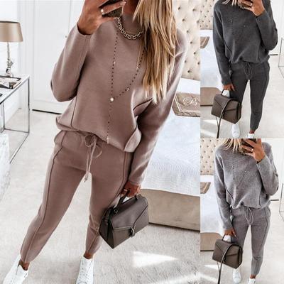 Autumn Winter Long Sleeve Pullovers Women Outfits Sweatshirts Drawstring SweatPants Two Piece Set  Plus Size
