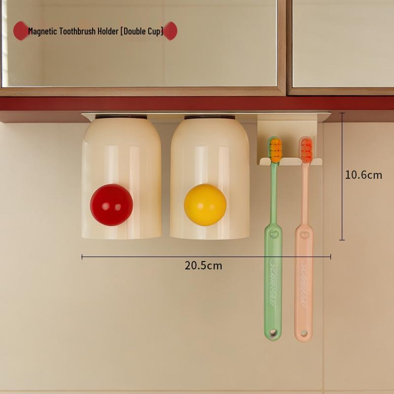 Wall-Mount No-Drill Suction Toothbrush & Cup Holder