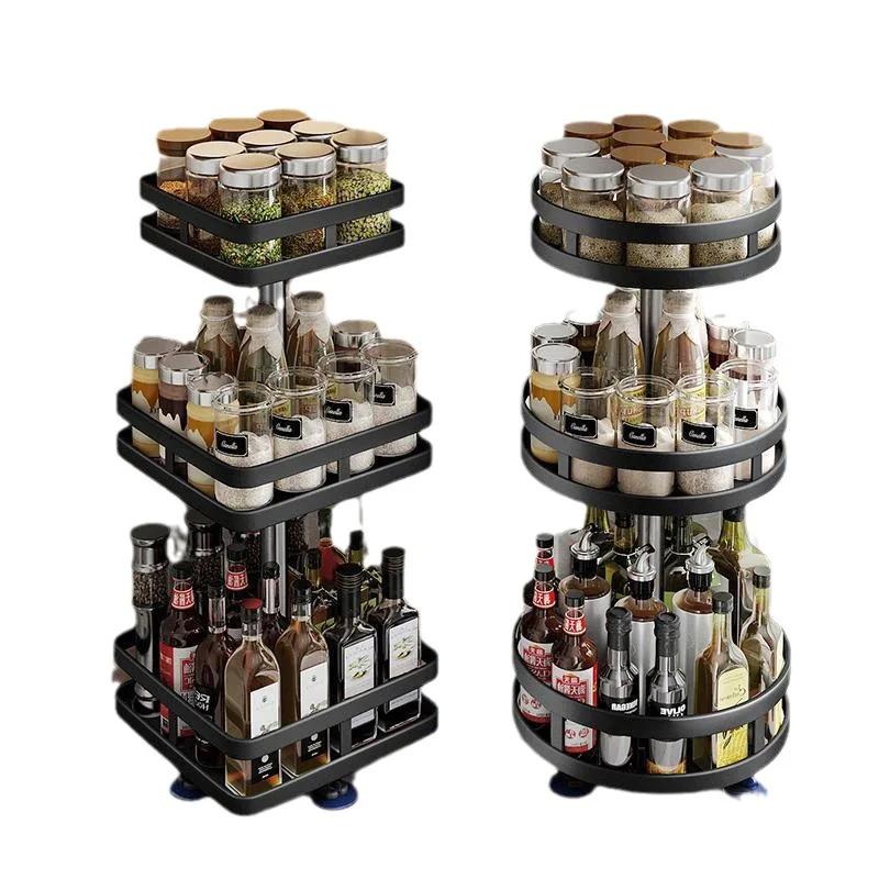 Rotatable Kitchen Storage Rack Kitchen Accessories Spice Storage Rack Clean Storage 360 Degrees Rotatable Organizer Turntable