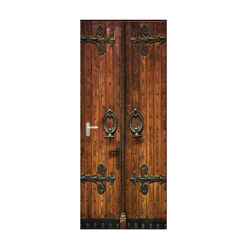 3D Retro Door Wall Sticker Vinyl Removable Door Mural Wallpaper Decor 77x200cm