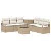 Sofa Set 8 Pcs Beige and Cream White Poly Rattan and Steel