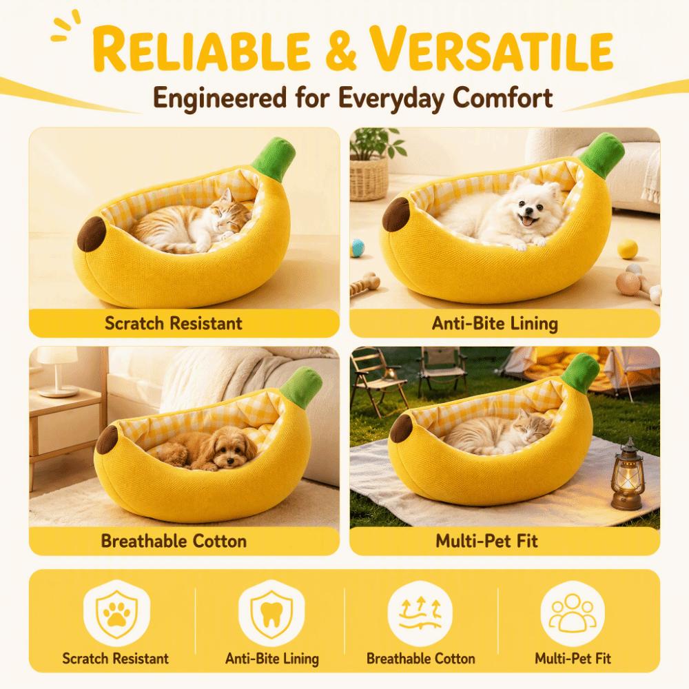 Banana Shape Cat Kennel Warm Cushion Pet Bed Cute Dog Kennel  Pet Supplies