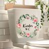 Small Floral with English Lettering Toilet Stickers, Waterproof Removable Self-Adhesive Bathroom Wall Decals