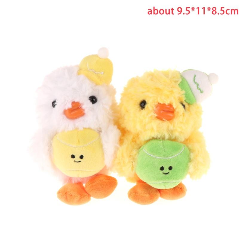 1Pc Cute Sitting Tennis Duck Plush Doll Bag Pendant Keychain Cartoon Pendant Doll Toy