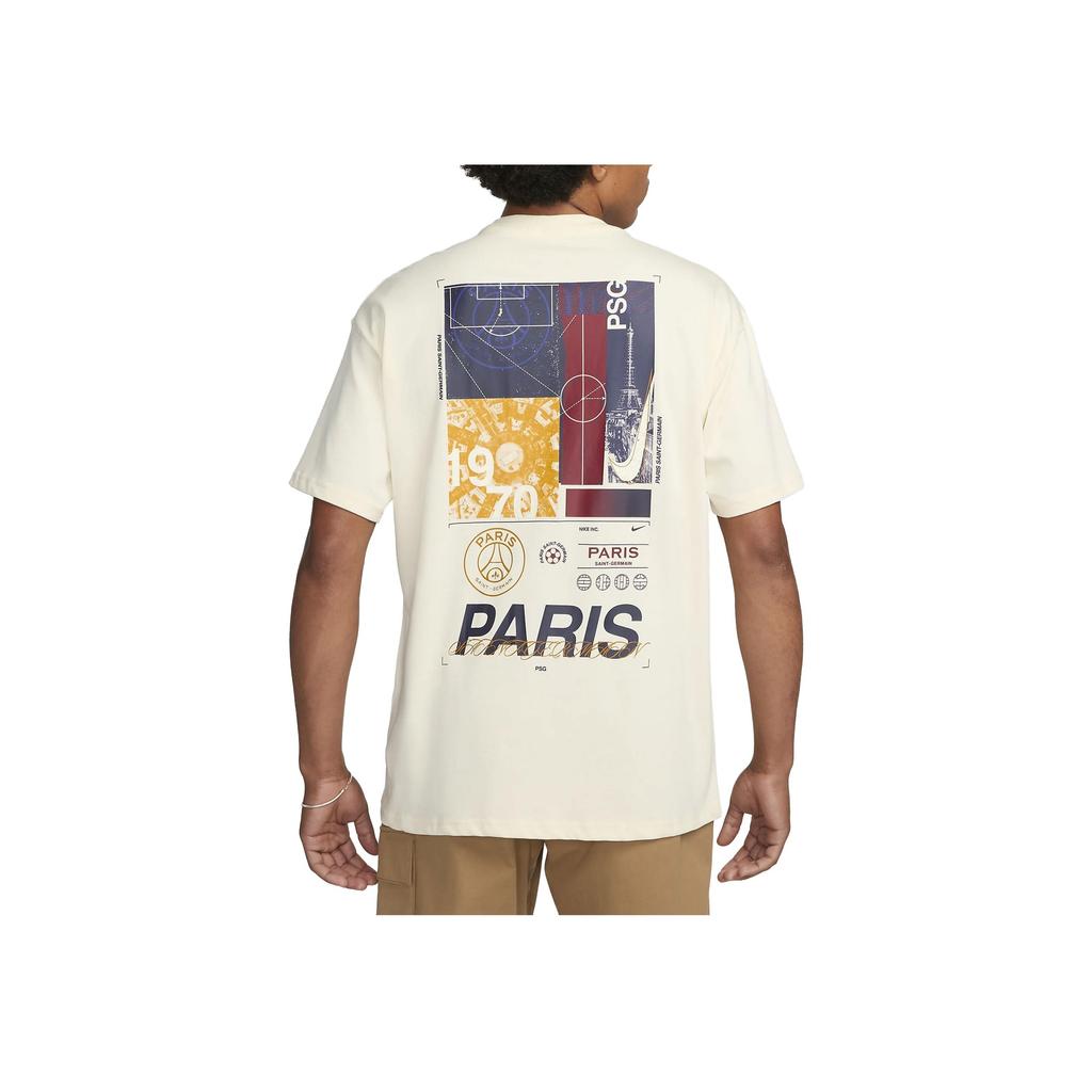 Nike Max 90 Soccer Paris Saint-Germain Letter Print Crew Neck Short Sleeve T-Shirt Men Tops Coconut-Milk FD1092-113