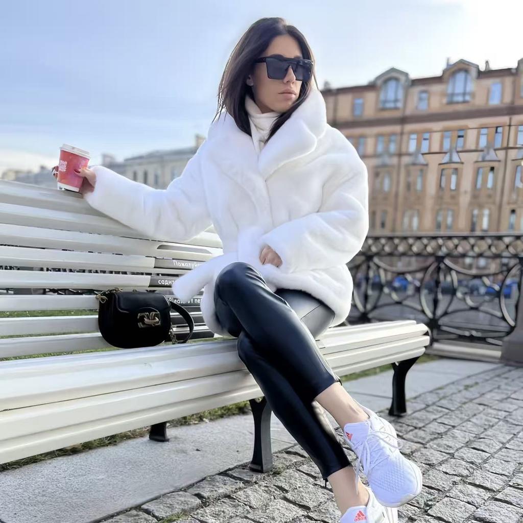 Faux Fur Coat with Belt