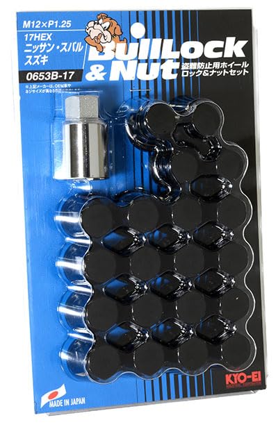 

KYO-EI Kyoei Industry Сумка с гайками-секретками, 17HEX M12XP1.25, 5H, для легковых автомобилей, набор из 20 штук, черный, 0653B-17