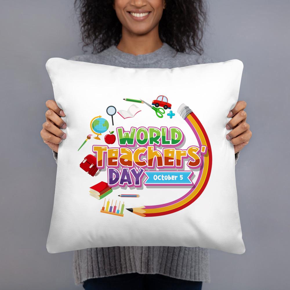 Happy Word Teacher's Day Square Pillow Case Teacher's Day Gift Pillow Case Sofa Cushion Cover Bedroom Party Decoration