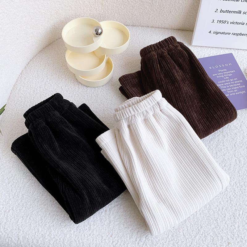 Very Fishy Girls' Winter Ribbed Wide-Leg Trousers (WE592): Thickened for Warmth