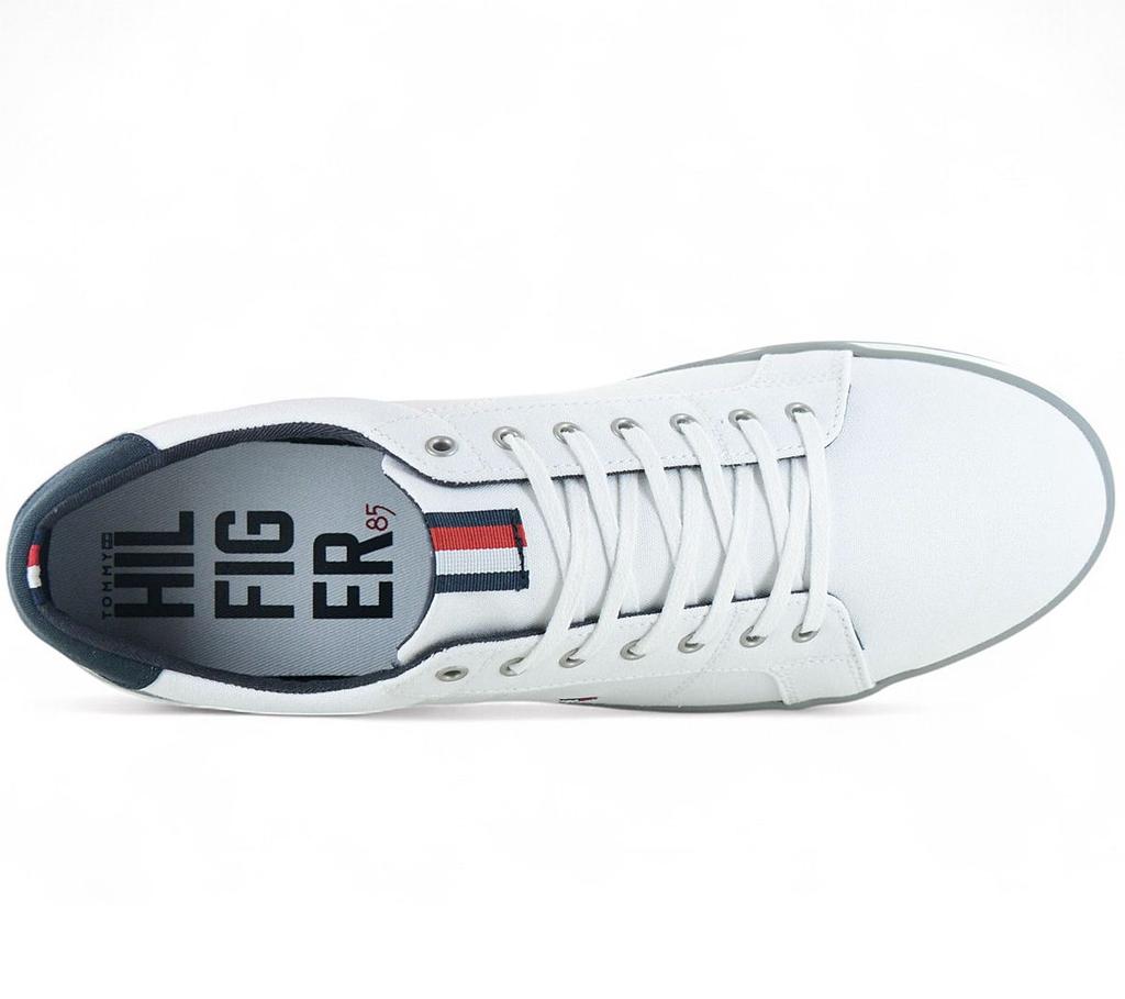 Tommy Hilfiger נעלי סניקרס גברים קנבס לבן FM0FM00596-100 מקורי