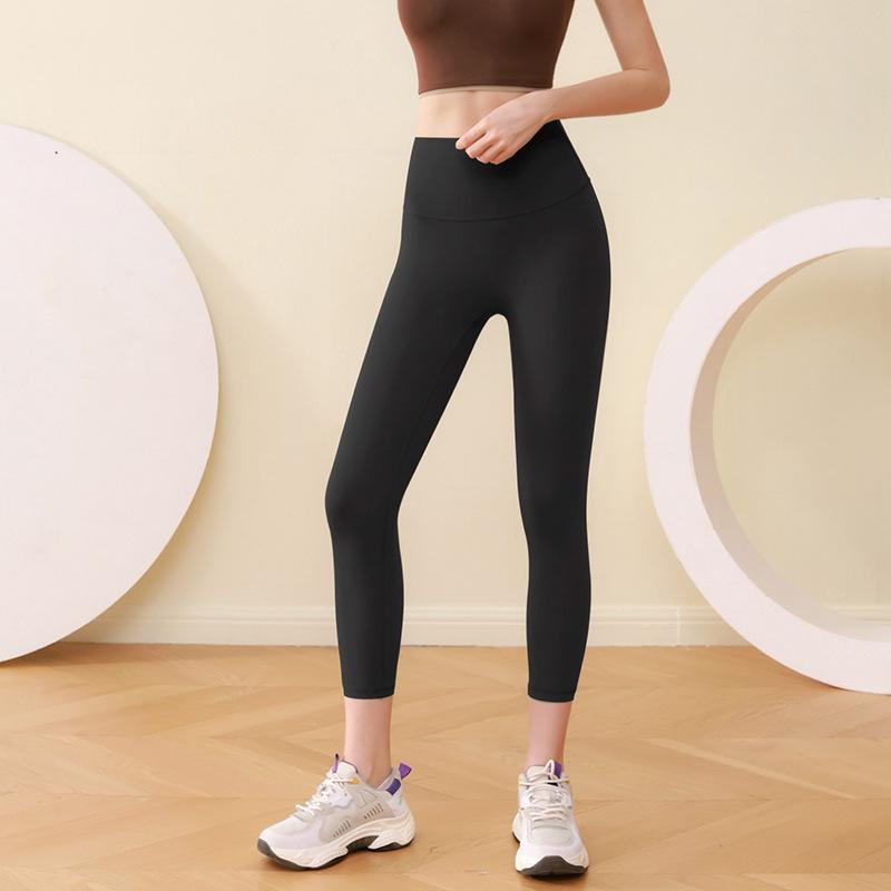 

Брюки для йоги с высокой талией и контролем живота с эффектом лифтинга бедер - Бесшовные, нейлон, облегающий крой, длина семь восьмых для осени XL