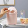 1pc Space-Saving Mini Desktop Trash Can with Lid - Polypropylene Cylindrical Tabletop Waste Bin, Easy To Clean Screw-Off Cap
