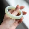 Women's Xinjiang Hotan White Jade Flat Bracelet - Natural Mutton Fat Concubine Jade