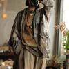 Ancient Falling Mud Light Retro Lapel Cotton-Linen Jacket with Pockets, Plant-Dyed Ash Tone