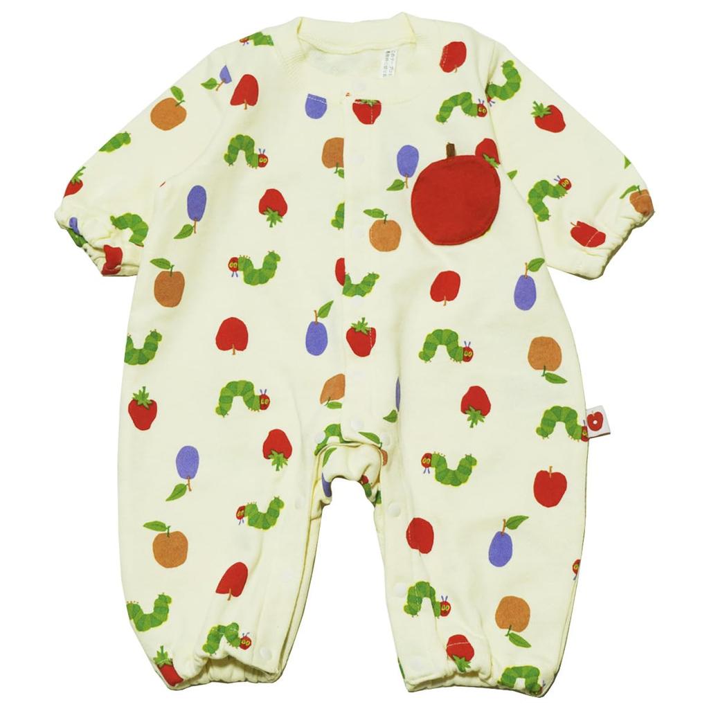 Classic Fh4459 Very Hungry Fleece Long Sleeve Coverall for Size 60 [Nakata] Autumn/Winter "The Caterpillar" Babies, Ivory,