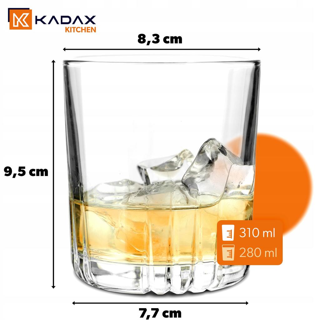 KADAX Glasses 280ml Set of Glasses for Whiskey Juice
