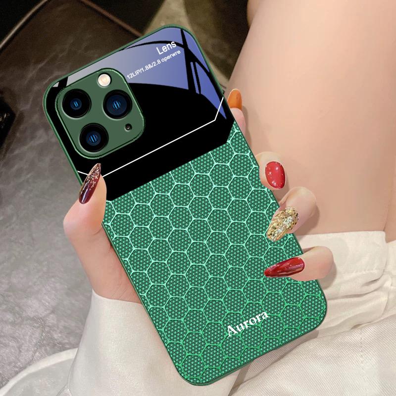 

Шестикутна сітка з яблук для iPhone 16 Pro Max 15 Pro 14 13 12 Mini 11 XS Max XR 7 8 Plus SE 2022 Захисний скляний чохол для телефону For iPhone 16 Pro