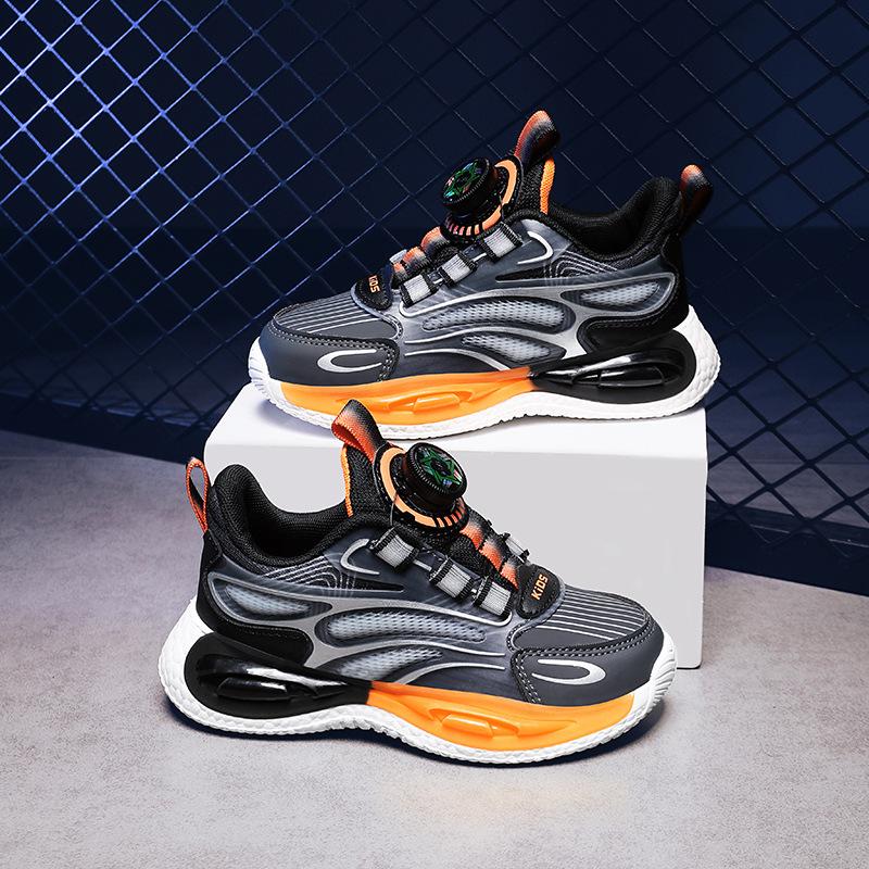 Foreign trade new four-season children's basketball shoes medium and old children's rotating buckle breathable mesh non-slip and wear-resistant act