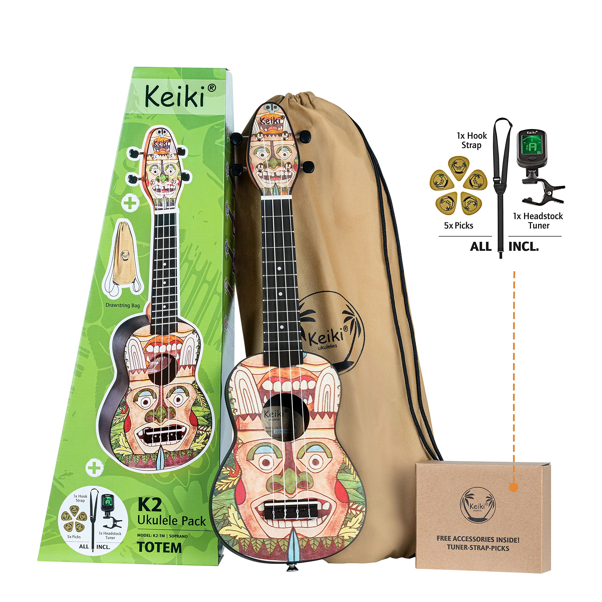 

ORTEGA Ukulele Set Keiki Ukulele Agathis Resin Body Soprano Totem Bag Top/ABS K2-TM (Tuner/Strap/5 Picks/Special Included) [ ]