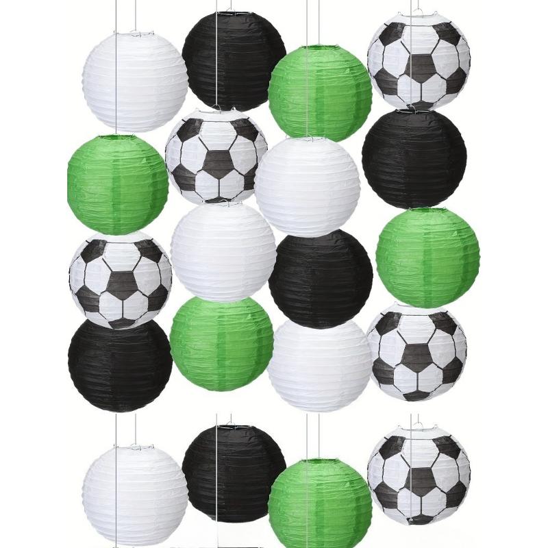 20/24 Pack Soccer Ball Paper Lanterns 20.3cm Football Party Decorations for Sports Theme Birthday Parties Soccer Events Festive