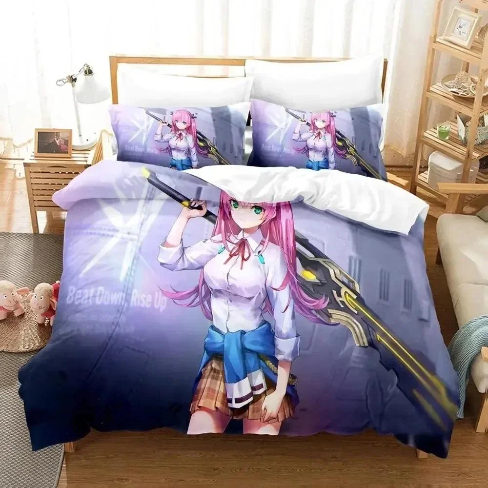 Luxury New 3D Print Anime Game Heaven Burns Red Bedding Set Duvet Cover Bed Set Quilt Cover Pillowcase Queen Boys Adult Bedding