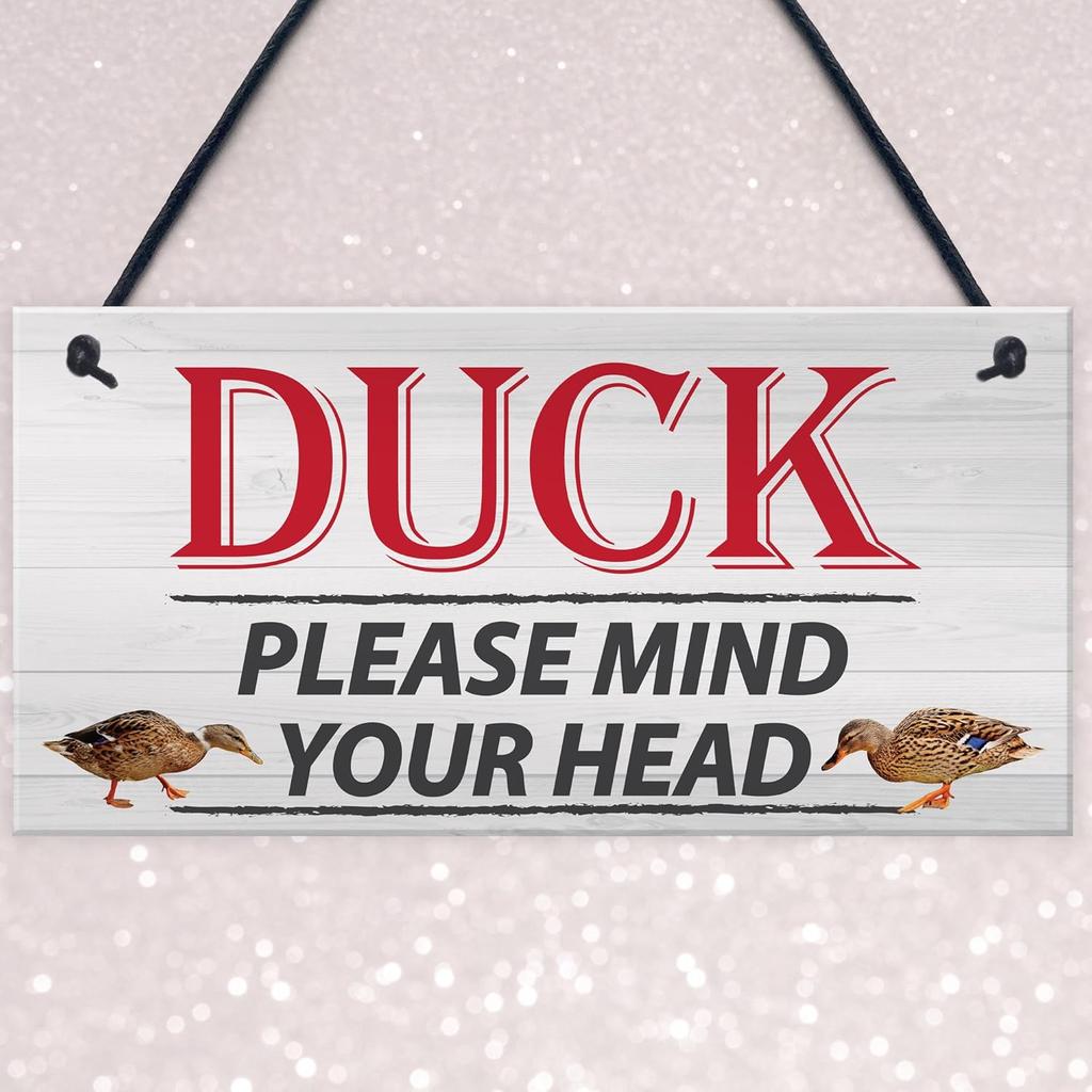 DUCK! Please Mind Your Head Friendship Home Gift Hanging Plaque Notice Step Sign