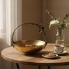 Metal Fruit Bowl with Handle Floral Decorative Centerpiece Vintage-Style