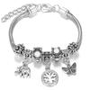Multi Style Rhinestone 6 Color Beaded Bangle Lobster Buckle Adjustable Snake Chain Elephant Bracelet Pendant Woman Jewelry Gift