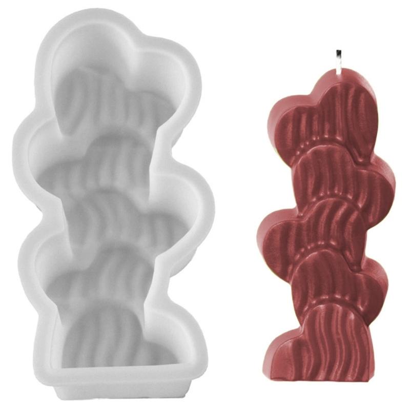 Stacking Flower Candle Molds Casting Molds 3D Stacking Heart Silicone Mould Ornament Plasters Molds Epoxy Resin Molds