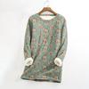 Women's Round Neck Top Printing Thickened Plush Cashmere Warm Long Top