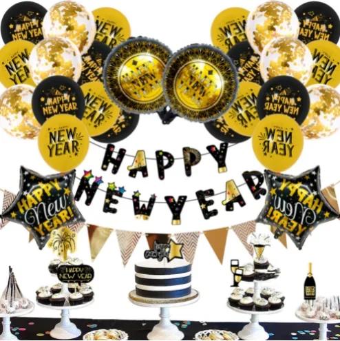 2025 Happy New Year Decorations Wine Bottle Foil Balloons Merry Christmas Decorations Party Confetti Air Ballons New Year EVE