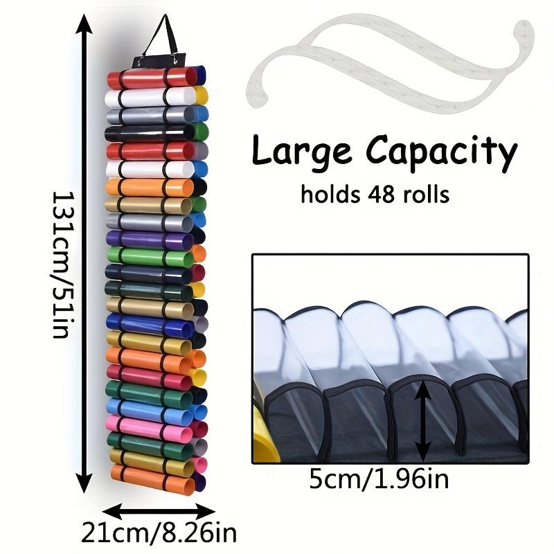 Lettering Heat Transfer Film Specific Bag, Transparent 48-Grid Fits Vinyl Roll Tubes, Hanging Storage Solution